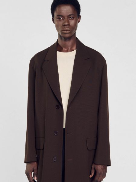 Вовняне пальто Sandro коричневе