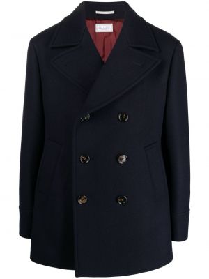 Kašmírový kabát Brunello Cucinelli modrá