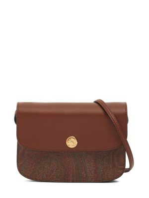 Bavlnená kožená kabelka s paisley vzorom Etro hnedá