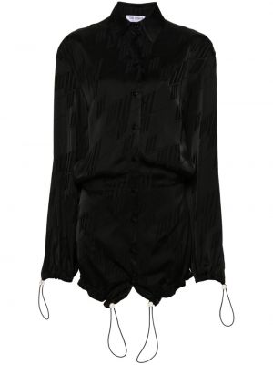 Žakárové saténové mini šaty The Attico čierna