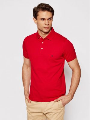Polo marškinėliai slim fit Tommy Hilfiger raudona