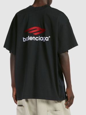 Βαμβακερή μπλούζα Balenciaga μαύρο