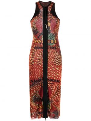 Midi šaty bez rukávov s potlačou Jean Paul Gaultier Pre-owned červená