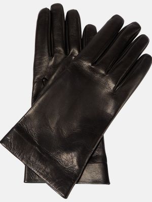 Копринени кожени ръкавици Saint Laurent черно