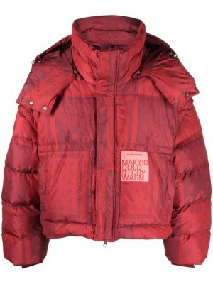 Pernata jakna jednobojna s printom s paisley uzorkom Monochrome crvena