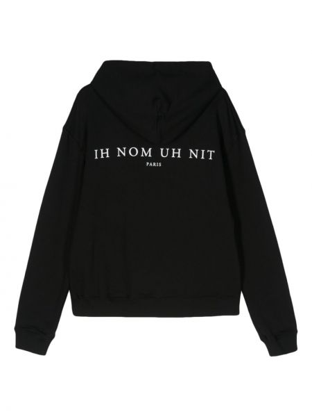Kokvilnas kapučdžemperis ar apdruku Ih Nom Uh Nit melns