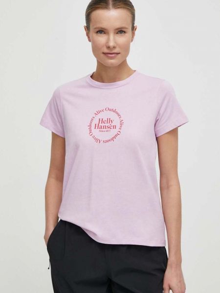 Koszulka bawełniana Helly Hansen różowa