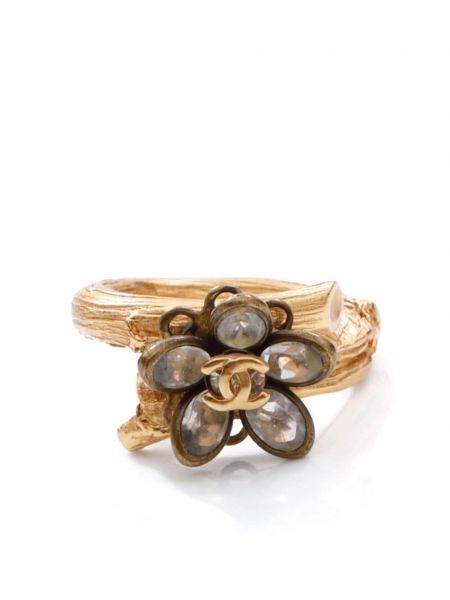 Prsten s cvjetnim printom Chanel Pre-owned zlatna