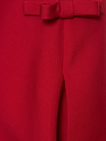 Krepové hedvábné vlněné midi šaty Valentino červené