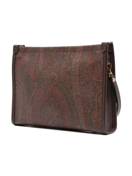 Bolso clutch con estampado de cachemira de tejido jacquard Etro marrón