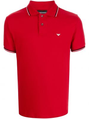 Tricou polo cu broderie Emporio Armani roșu