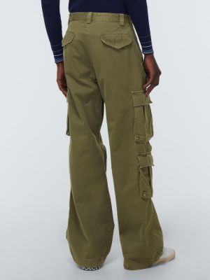 Bavlněné cargo kalhoty s vysokým pasem Dolce&gabbana zelené