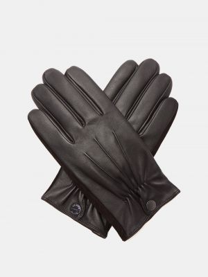 Шерстяные кожаные перчатки Dents черные