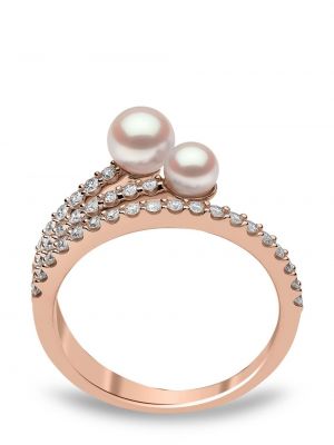 Rožinio aukso žiedas su perlais Yoko London