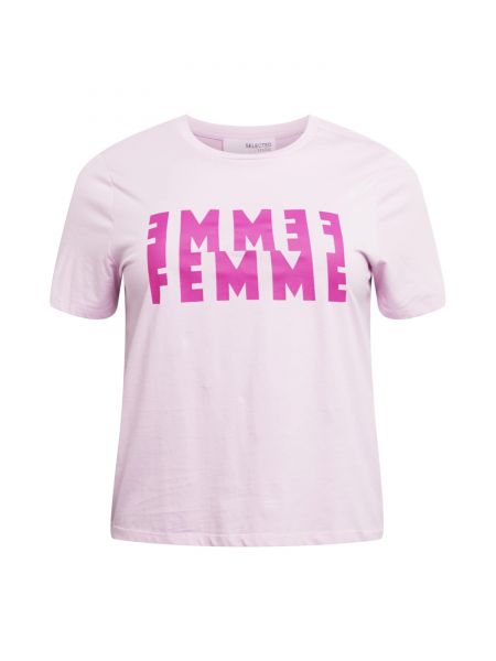 Marškinėliai Selected Femme Curve rožinė