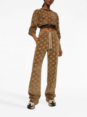 Spodnie sportowe z nadrukiem żakardowe Dolce And Gabbana brązowe