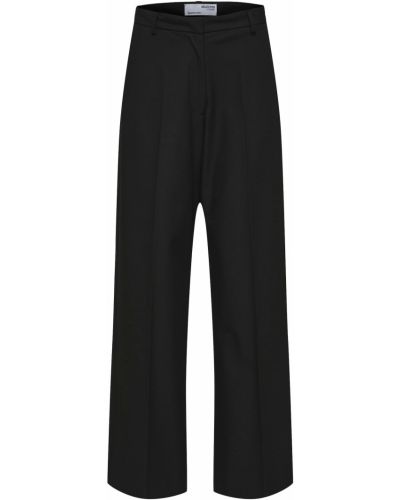 Широки панталони тип „марлен“ Selected Femme черно