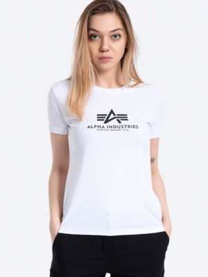 Bavlněné tričko Alpha Industries bílé