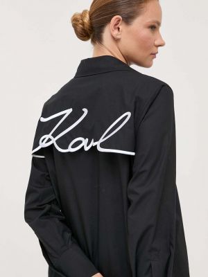 Памучна риза Karl Lagerfeld черно