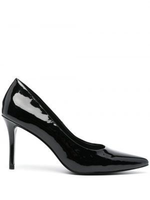 Кожени полуотворени обувки Versace Jeans Couture черно