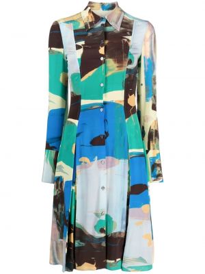 Jedwabna sukienka z nadrukiem w abstrakcyjne wzory Paul Smith zielona