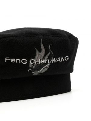 Haftowany beret wełniany Feng Chen Wang czarny