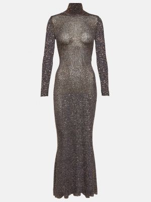 Трикотажное длинное платье Balenciaga коричневое