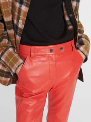 Pantalones rectos de cuero Dorothee Schumacher rojo