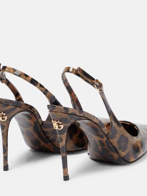 Pantofi cu toc cu imagine cu model leopard slingback Dolce&gabbana maro