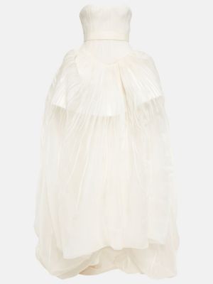 Svilena dolga obleka Danielle Frankel bela
