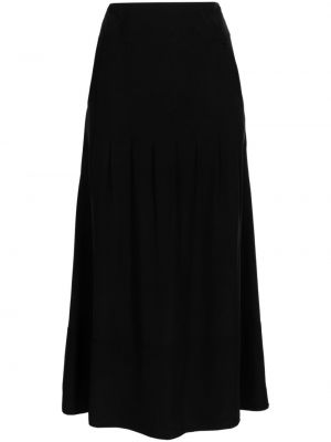 Плисирана копринена миди пола Chanel Pre-owned черно