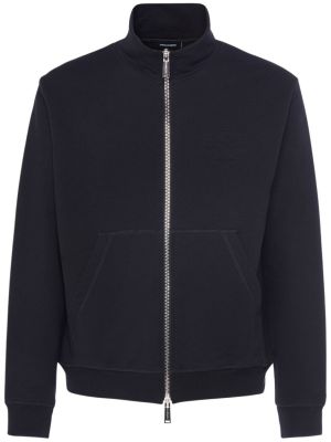 Kokvilnas džemperis ar rāvējslēdzēju Dsquared2 melns