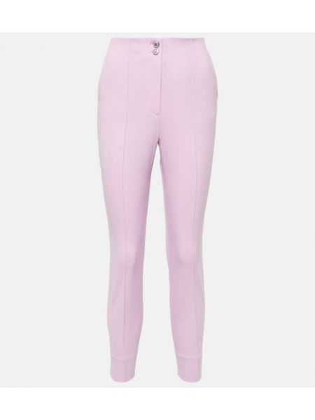 Slim fit ravne hlače z visokim pasom Veronica Beard vijolična