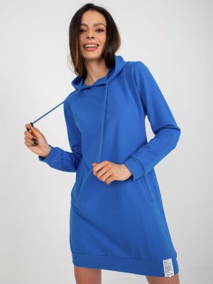Φόρεμα με κουκούλα Fashionhunters μπλε