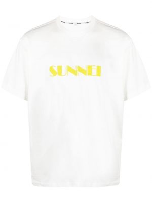 Памучна тениска с принт Sunnei бяло