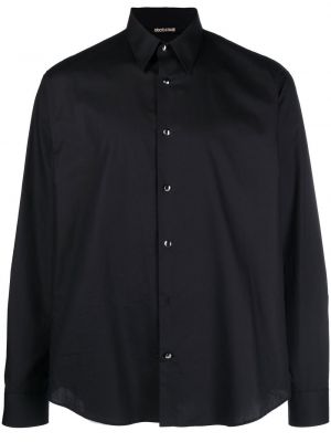 Bombažna srajca s potiskom Roberto Cavalli črna