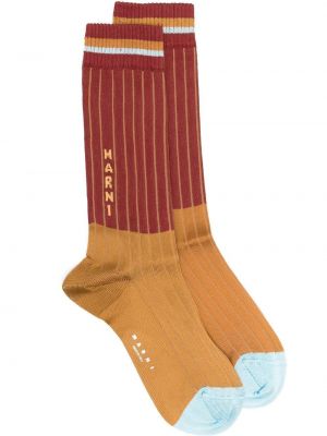 Чорапи с принт Marni кафяво