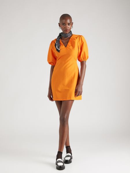 Fonott v-nyakú mini ruha Trendyol narancsszínű
