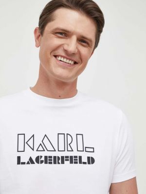 Тениска с дълъг ръкав с принт Karl Lagerfeld бяло