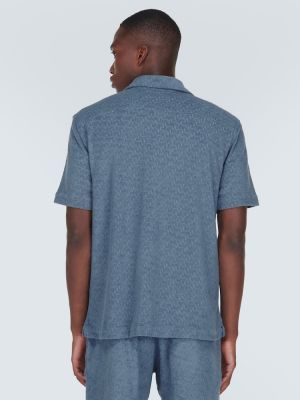 Camisa de algodón de tejido jacquard Frescobol Carioca azul