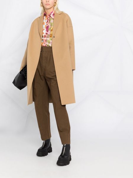 Płaszcz wełniany oversize Stella Mccartney brązowy