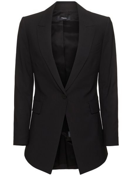 Blazer i ull i crepe Theory svart