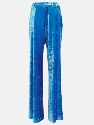 Pantalon droit taille haute en velours Balenciaga bleu