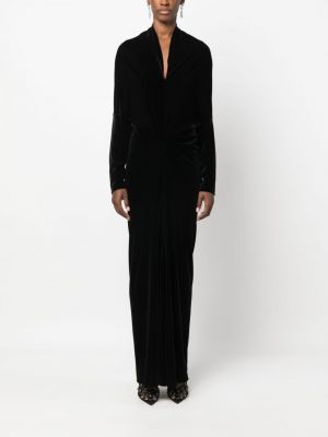 Aksamitna sukienka długa z dekoltem w serek N°21 czarna