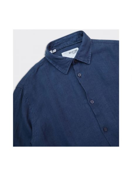 Camisa de lino Selected Homme azul