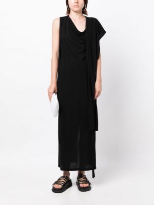 Robe longue asymétrique drapé Yohji Yamamoto noir