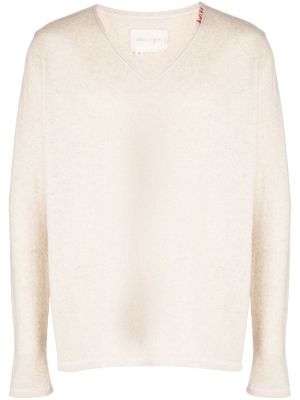 Vlnený sveter s výstrihom do v Greg Lauren béžová