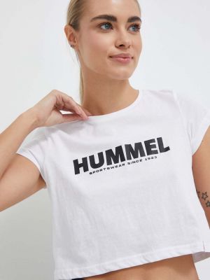 Koszulka bawełniana Hummel biała