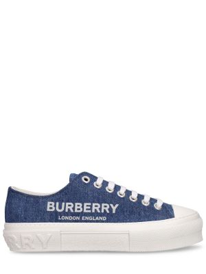 Sneakerși din bumbac Burberry albastru