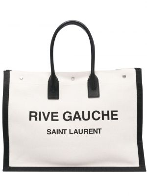 Borsa shopper di pelle Saint Laurent argento